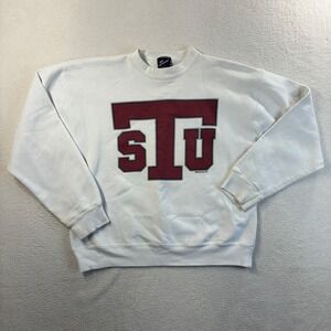 Vintage 1991 Texas Southern University Crewneck Sweatshirt Mens M White Boxy